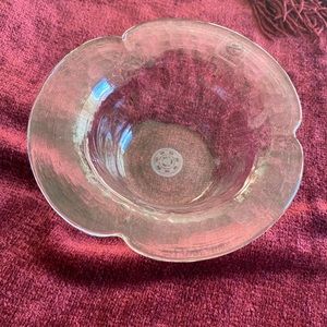 Small designer handmade clear vintage glass bowl